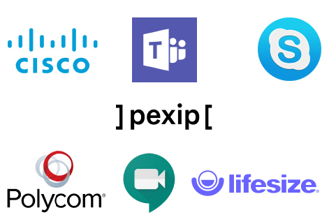 video interoperability with cisco, microsoft teams, skype, pexip, polycom, google hangout, and lifesize
