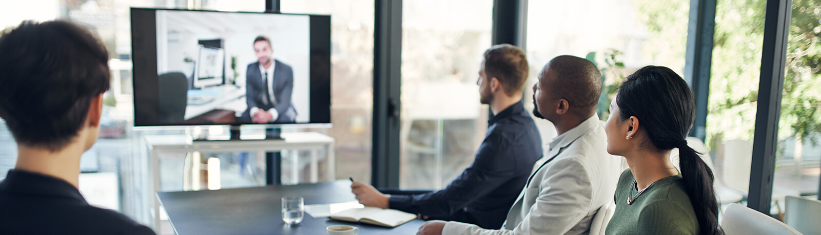 business meeting using syntela video conferencing